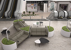 Sillon y sofa de diseno minimalista para sala de espera con toma de recarga  KOS usb