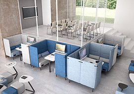 Oficina pod sofa isola acustica para co-working y aree meeting Around Lab